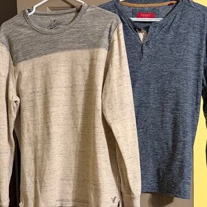 American Eagle Outfitters Cream and Gray Long Sleeve Shirt